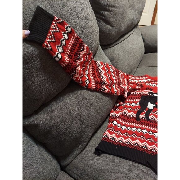 33 Degrees Boston Terrier Dog Sweater Mens XL Red Black Print Christmas Holiday - Picture 4 of 9